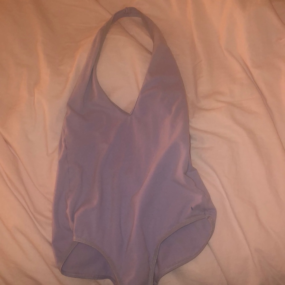 lilac halter bodysuit